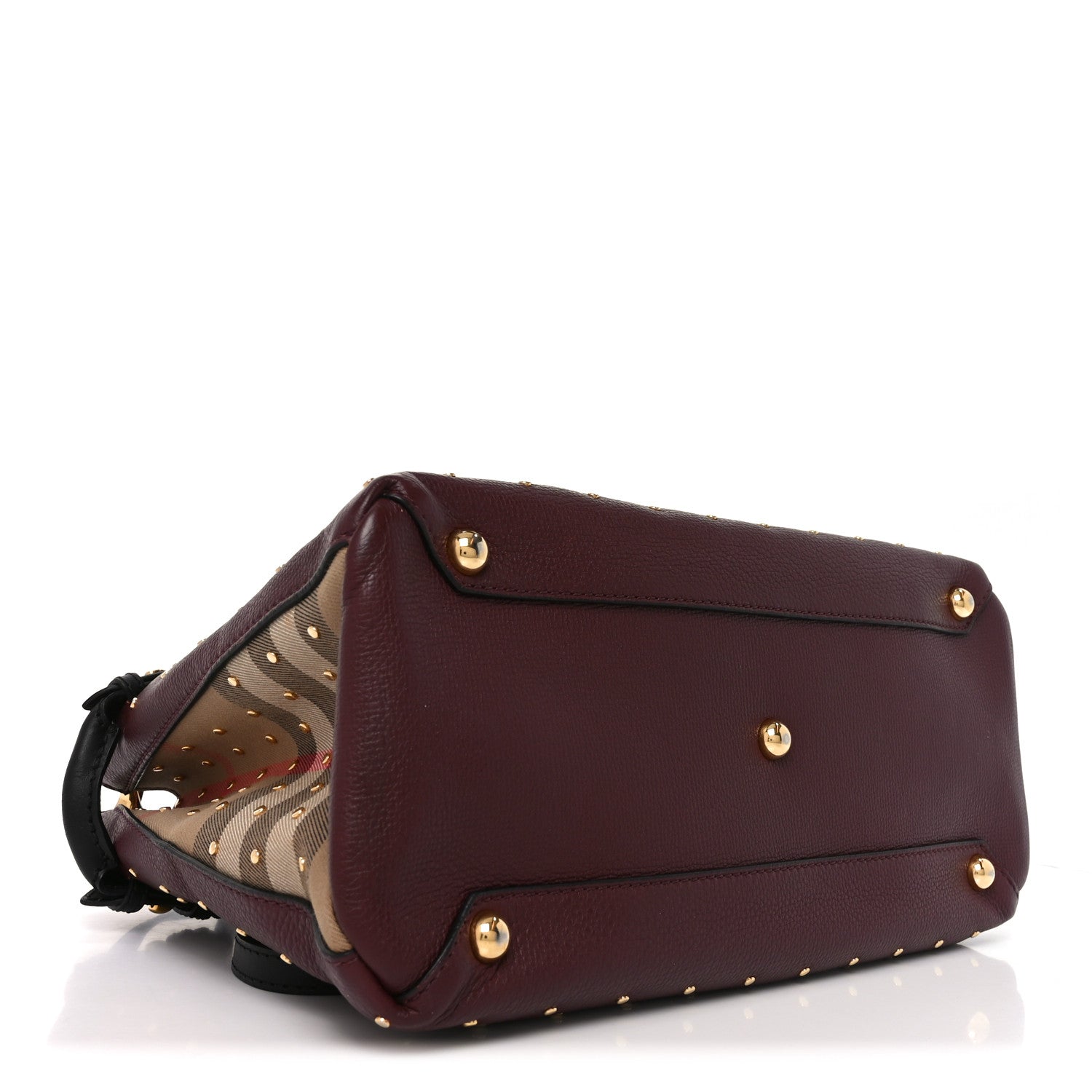Burberry Grainy Calfskin Studded Medium Banner Tote Burgundy 4 of 9