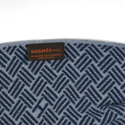 Hermes Cashmere Silk Rectangle Scarf Bleu 3 of 3