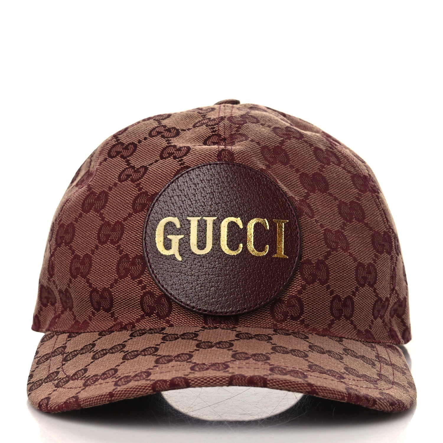 Gucci Monogram Textured Dollar Calfskin Zeno Baseball Hat Camel Bordeaux 2 of 8
