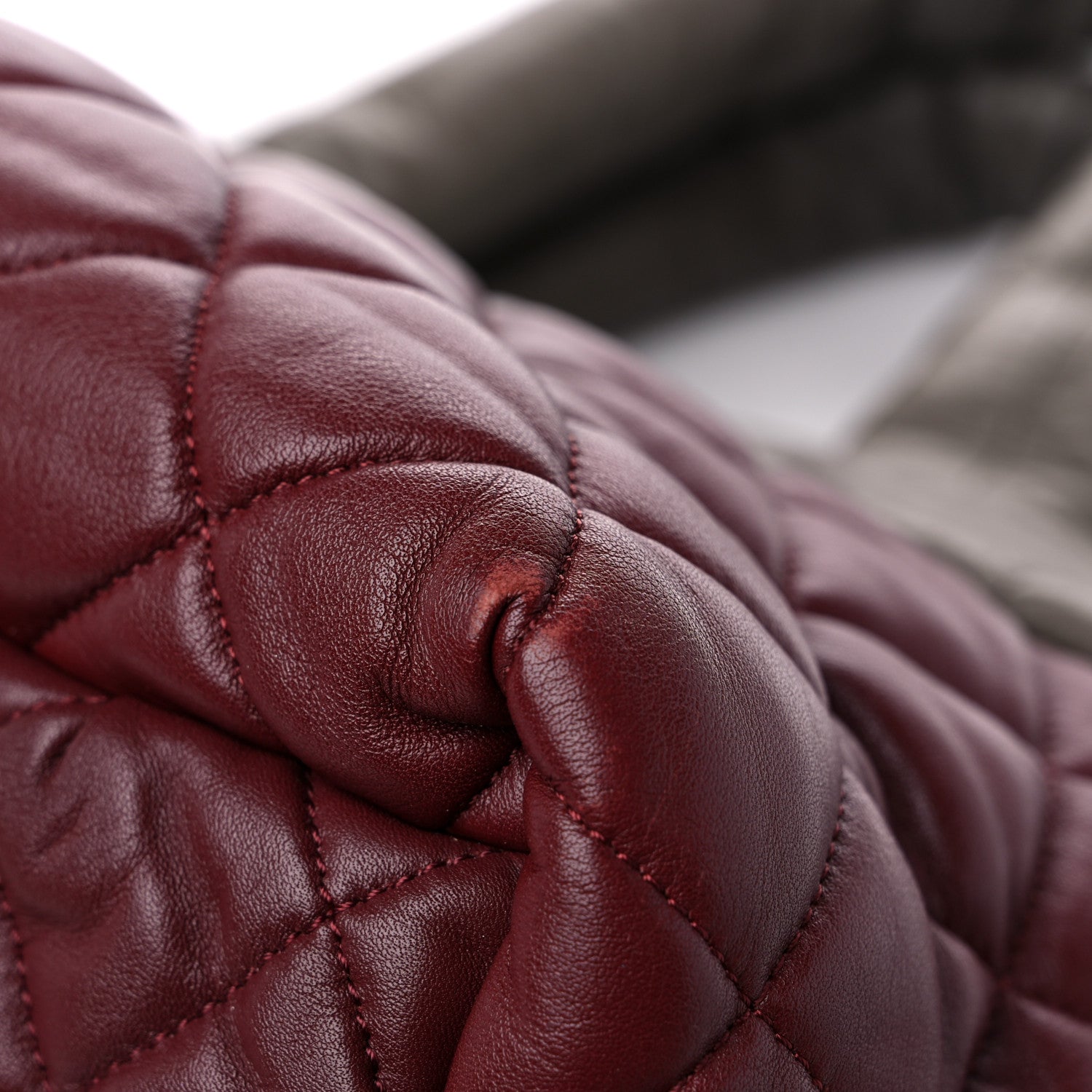Chanel Lambskin Quilted Small Coco Cocoon Reversible Tote Grey Burgundy 11 of 16