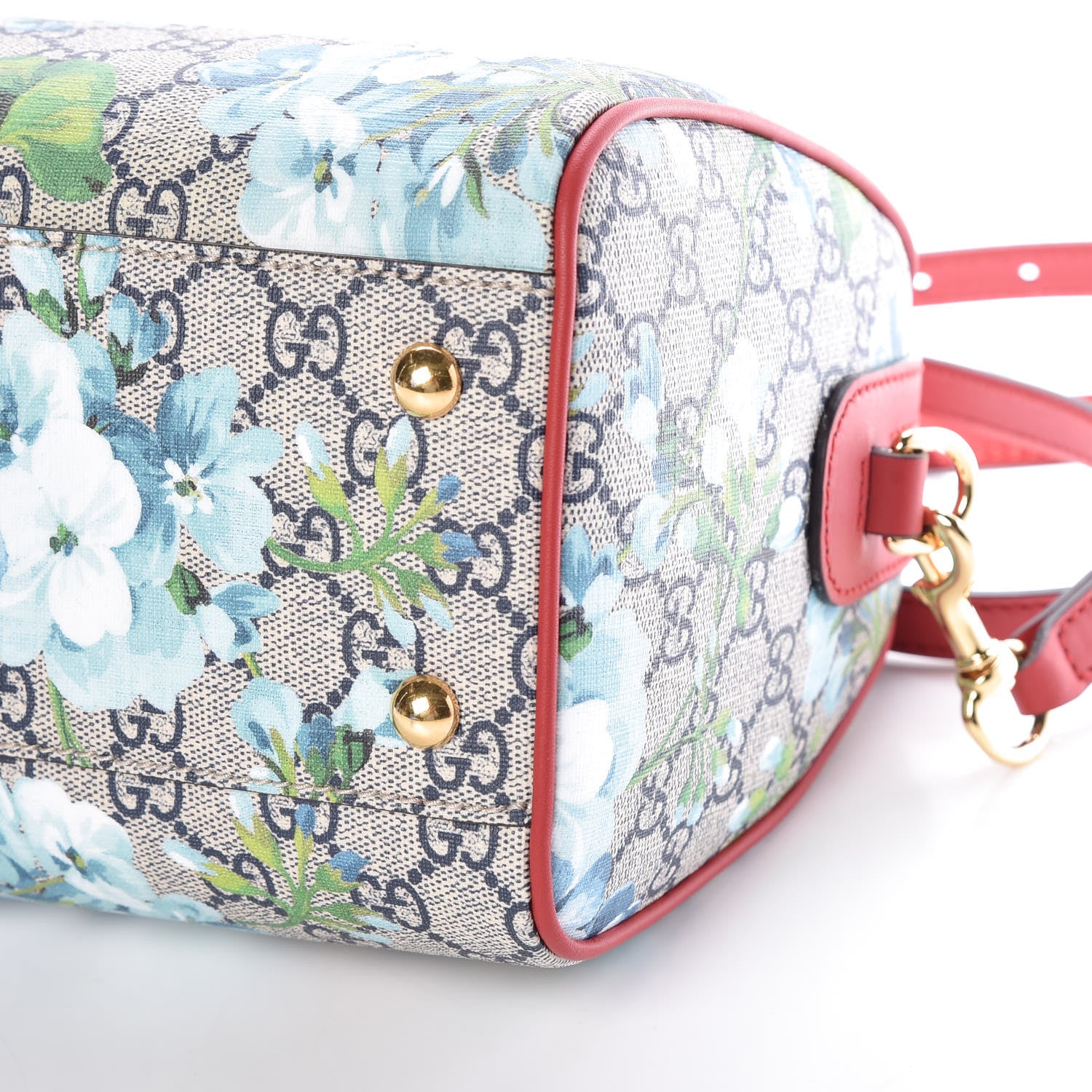 Gucci GG Supreme Monogram Blooms Small Boston Beige Blue Navy Hibiscus Red 9 of 9