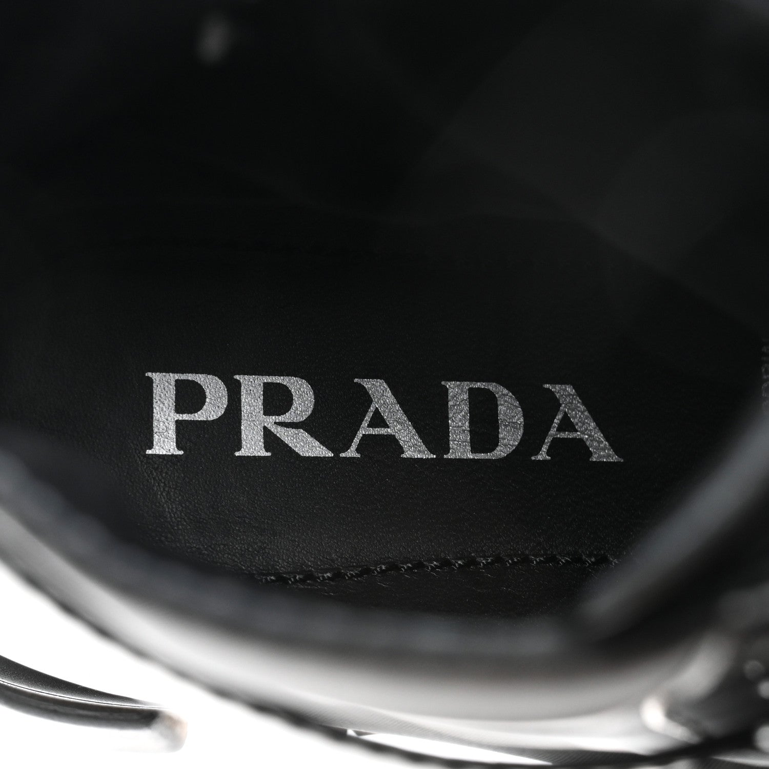 Prada Spazzolato Rois Nylon Metal Triangle Logo Monolith Pouch Pocket 55mm Boots 37 Black 7 of 8