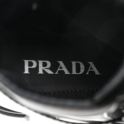 Prada Spazzolato Rois Nylon Metal Triangle Logo Monolith Pouch Pocket 55mm Boots 37 Black 7 of 8