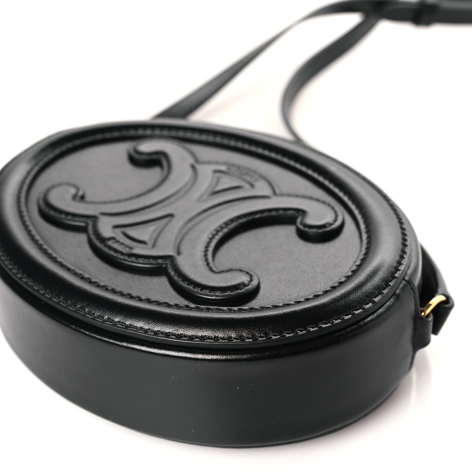 Celine Smooth Calfskin Cuir Small Triomphe Oval Crossbody Purse Black 8 of 8