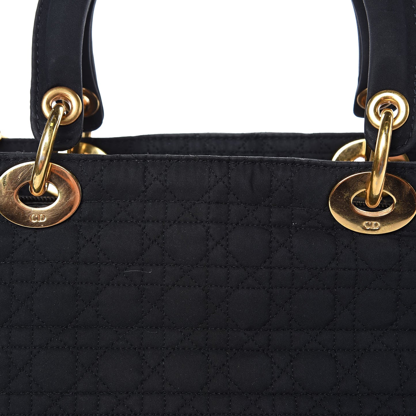 Nylon Cannage Medium Lady Dior Black