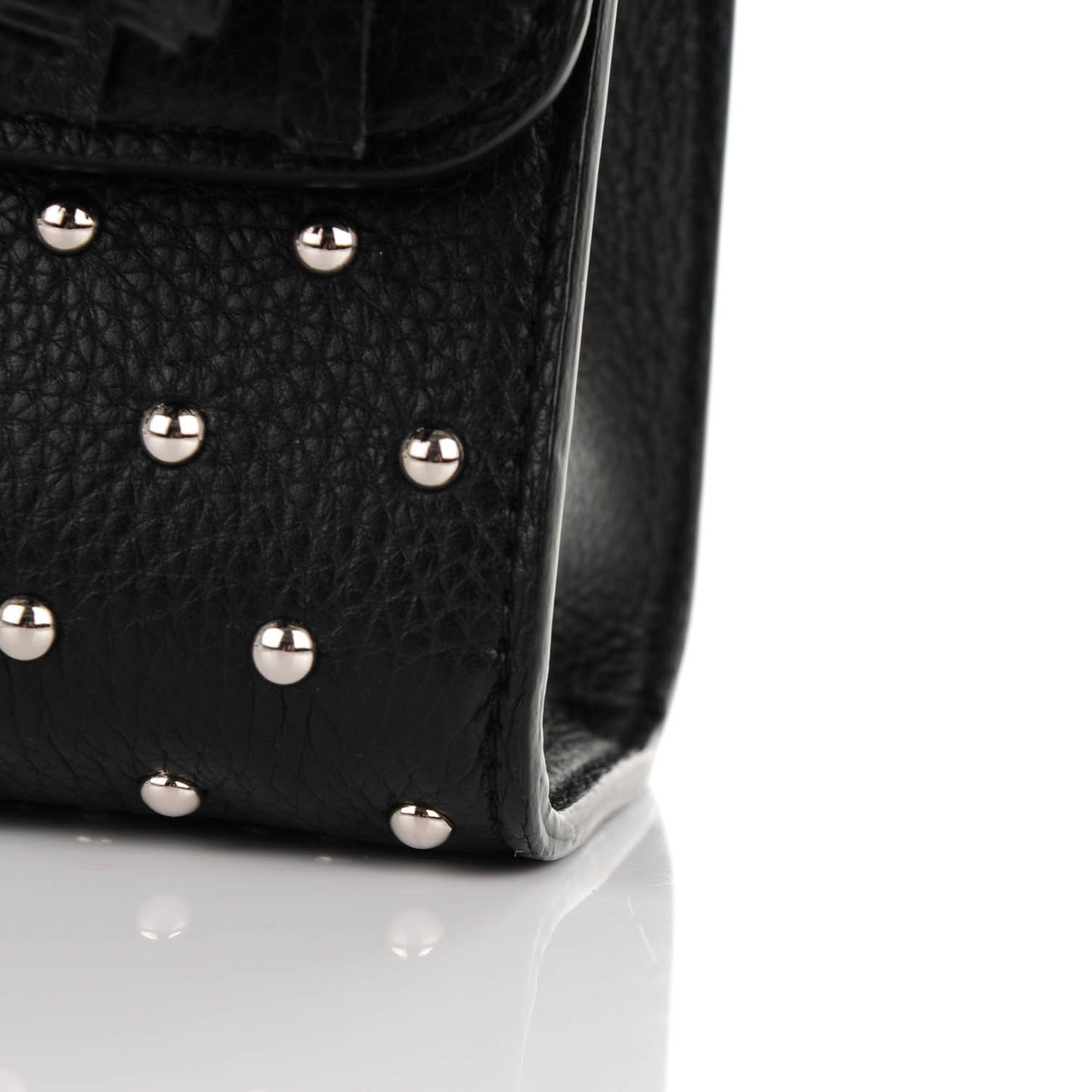 Calfskin Medium Studded Miss Bamboo Shoulder Bag Black