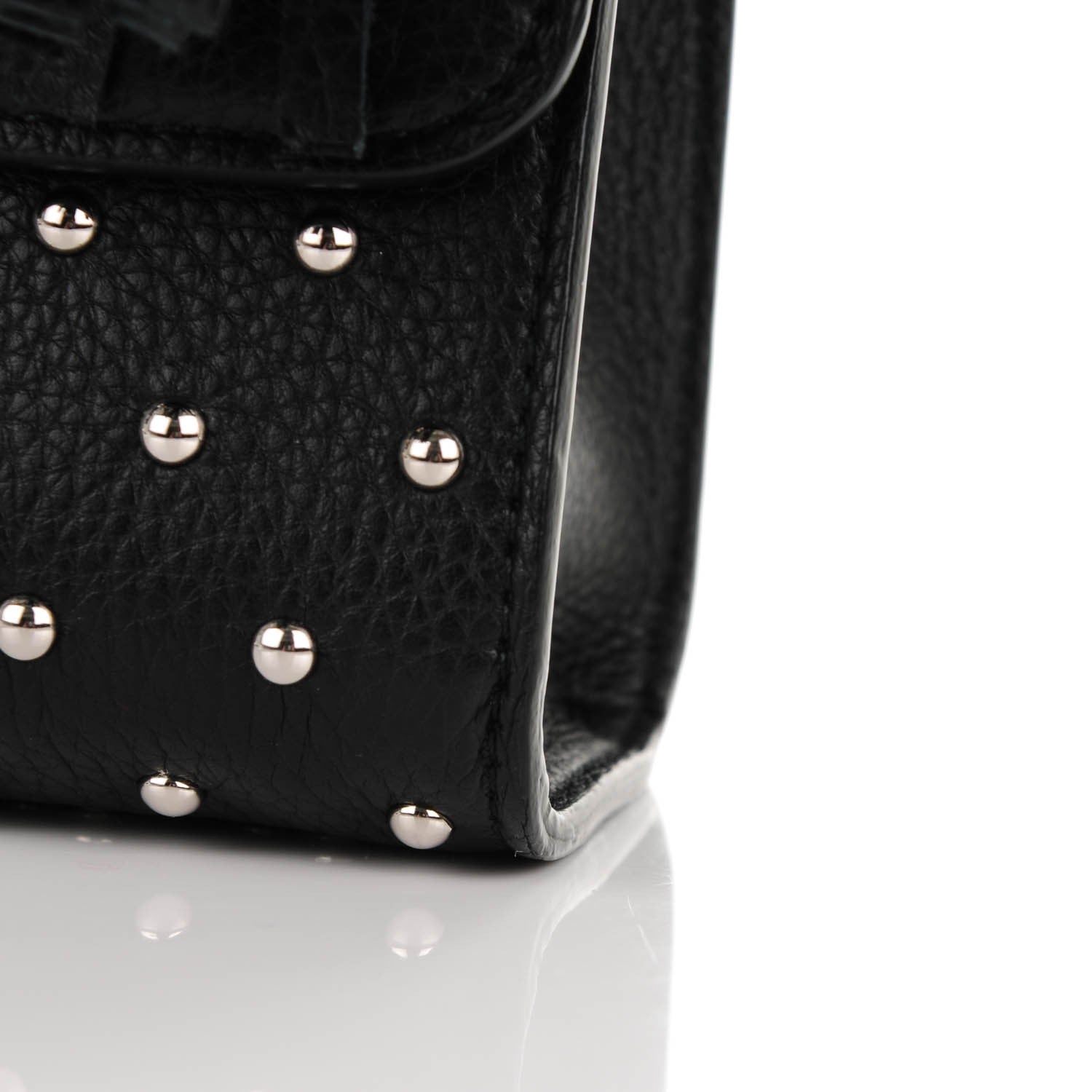 Gucci Calfskin Medium Studded Miss Bamboo Shoulder Bag Black 5 of 8