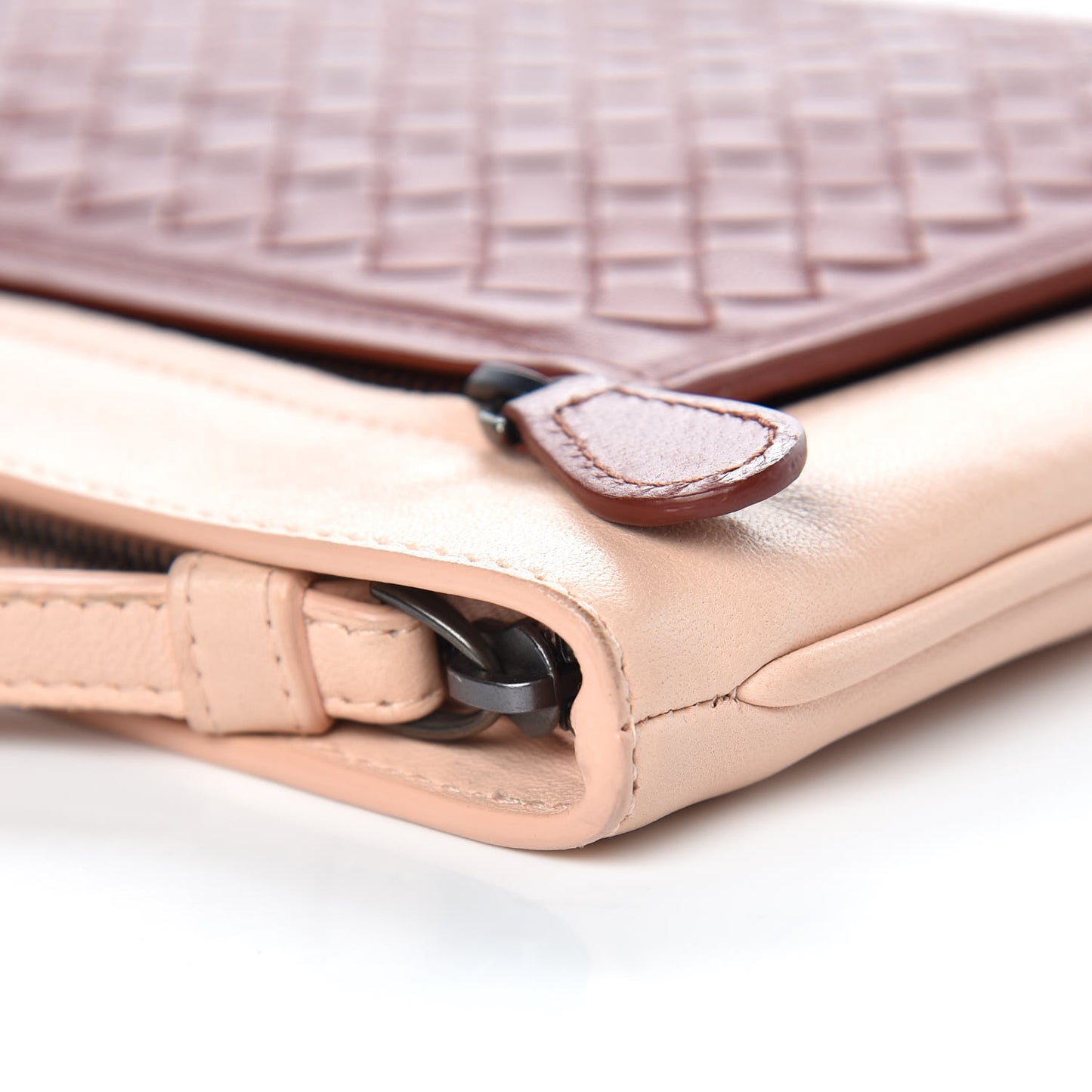 Nappa Intrecciato Zip Pouch Pink Brique