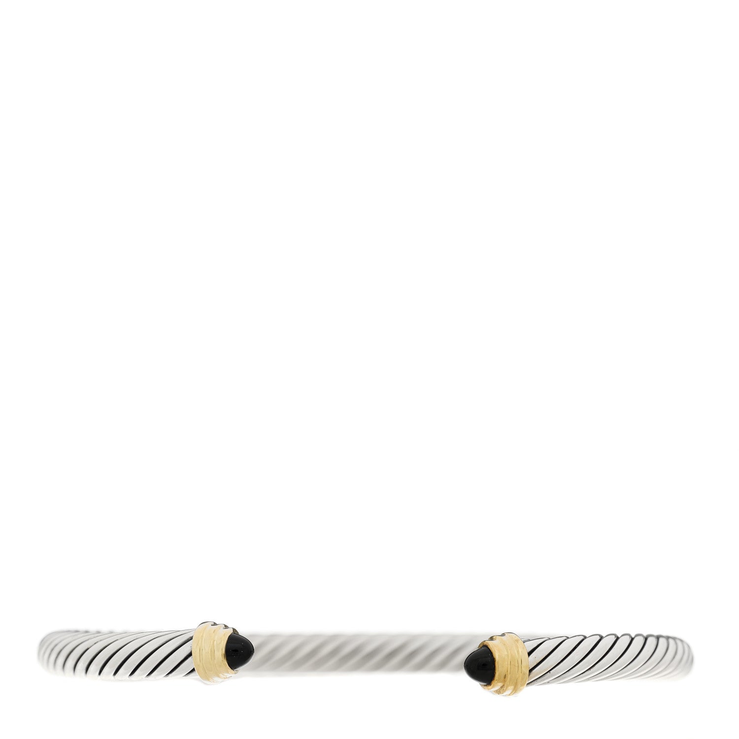 David Yurman Sterling Silver 14K Yellow Gold Black Onyx 5mm Cable Classics Petite Color Bracelet 1 of 3