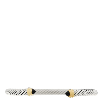 David Yurman Sterling Silver 14K Yellow Gold Black Onyx 5mm Cable Classics Petite Color Bracelet 1 of 3