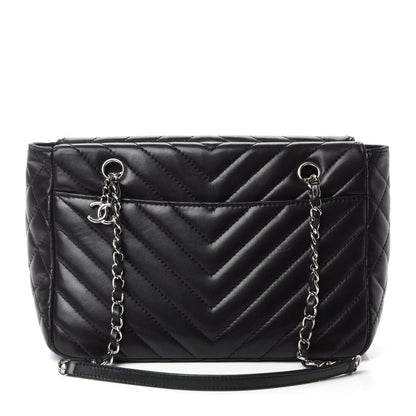 Chanel Lambskin Surpique Chevron Small Tote Black 1 of 10