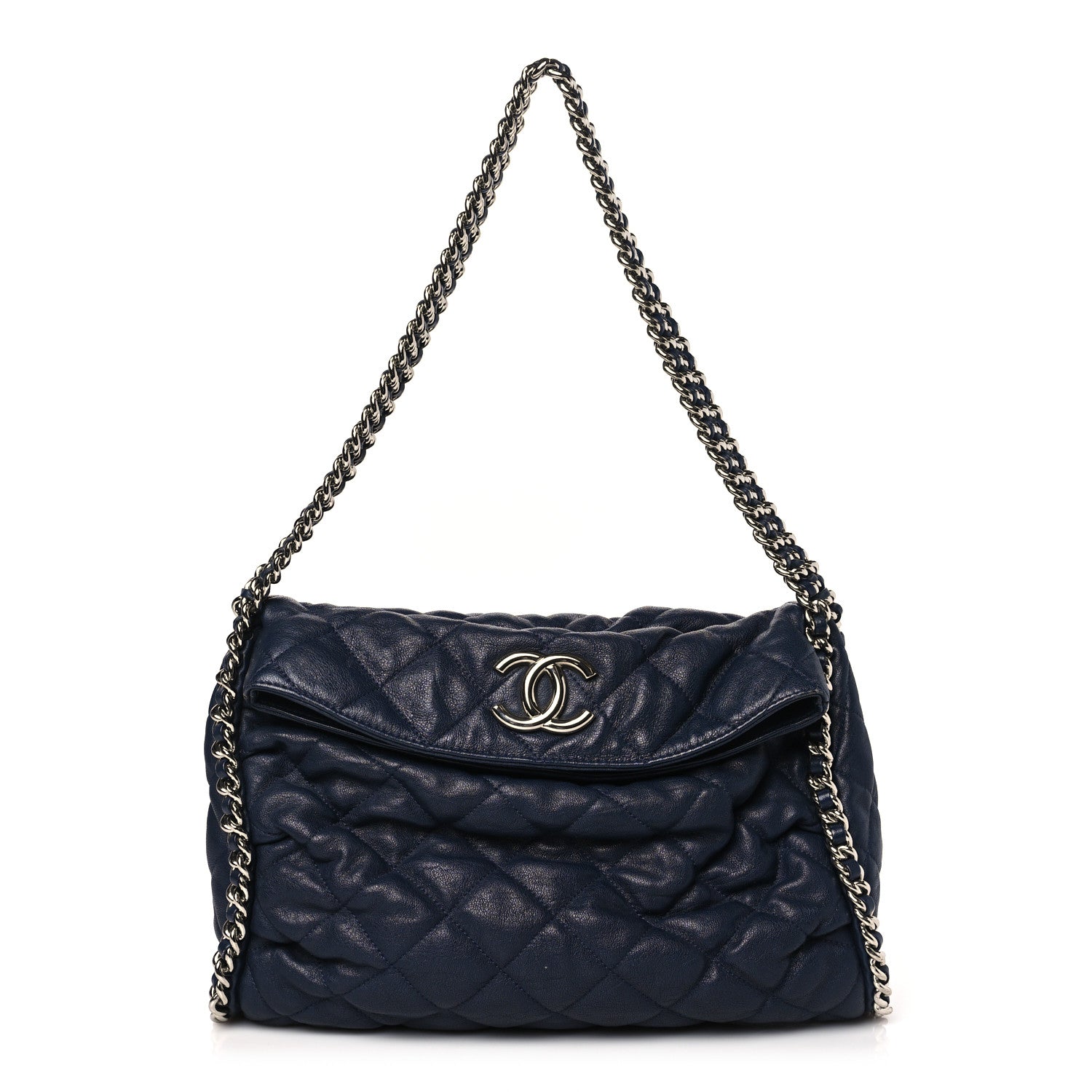 Chanel Washed Lambskin Chain Around Hobo Navy Blue 1 of 12
