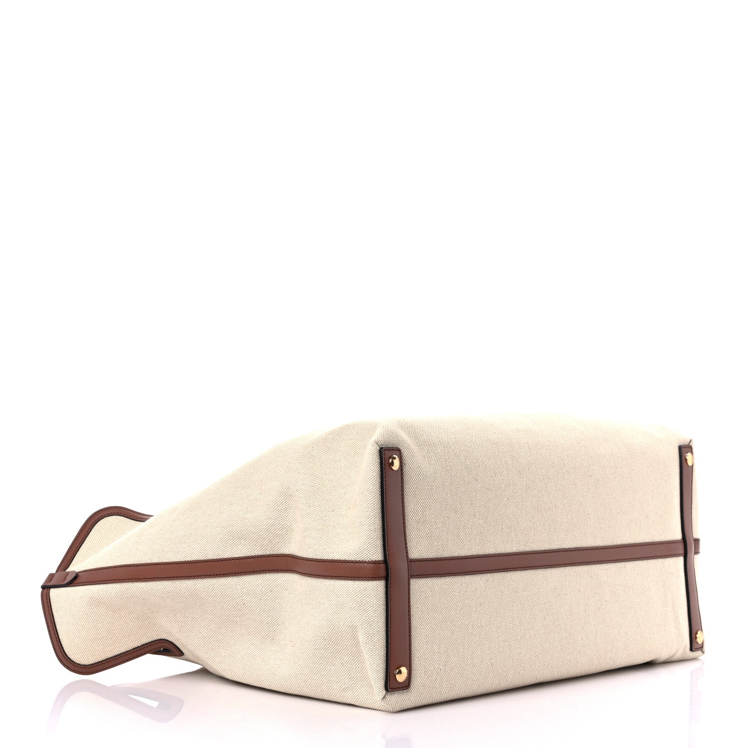 Burberry Cotton Canvas Calfskin Large Soft Belted Tote Bag Natural 5 of 11