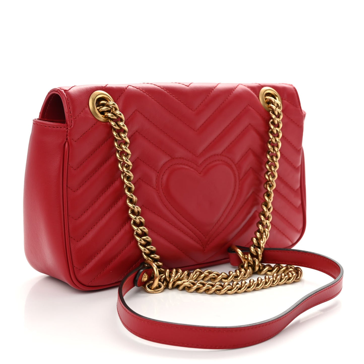 Calfskin Matelasse Small GG Marmont Shoulder Bag Hibiscus Red
