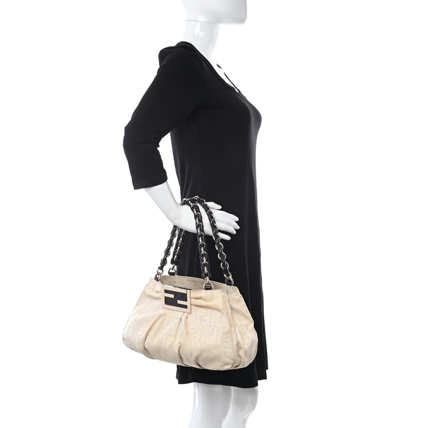 Fendi Zucca Mia Tote Beige Black 2 of 16