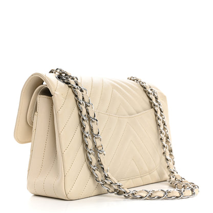 Chanel Calfskin Chevron Quilted Small Double Flap White 3 of 13