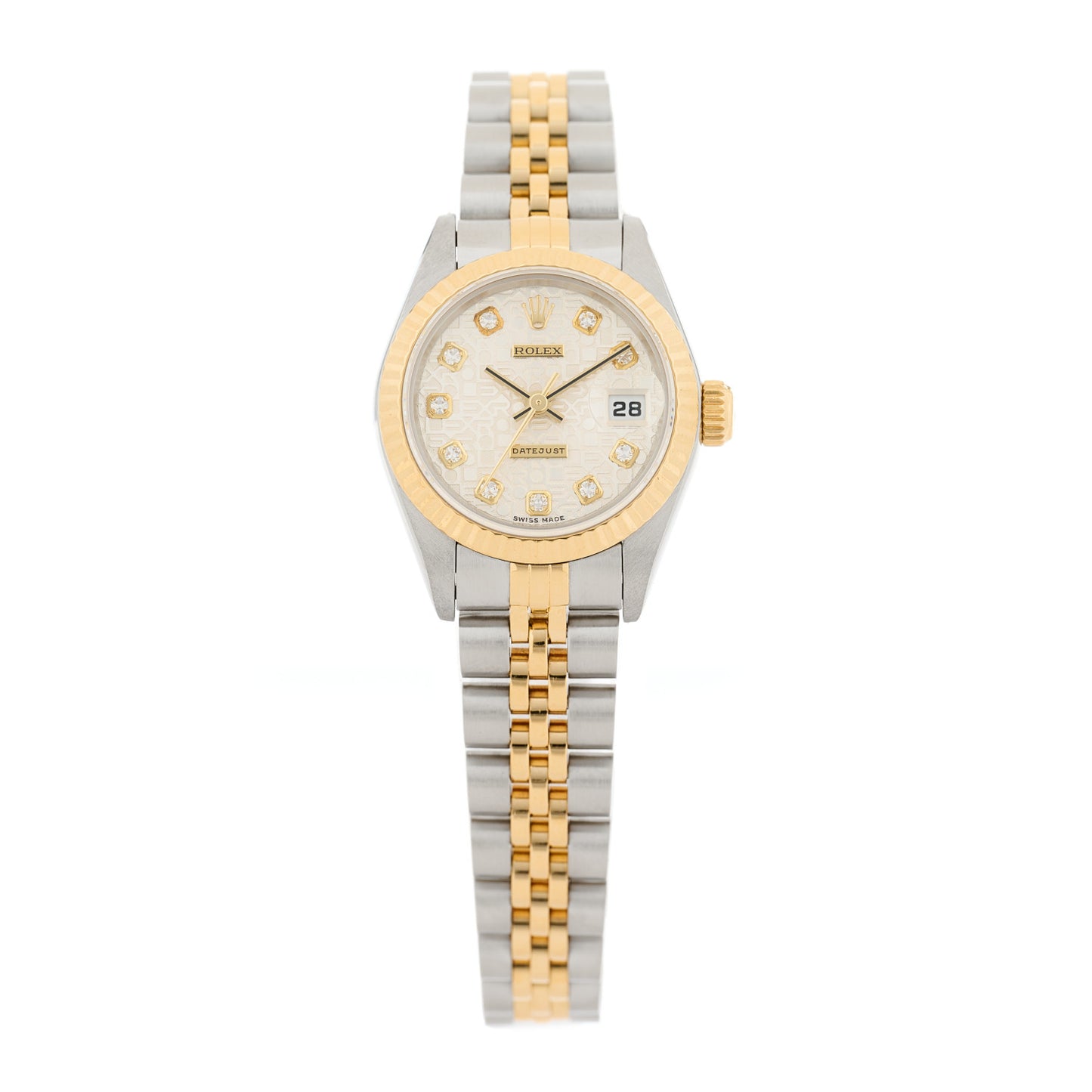Stainless Steel 18K Yellow Gold Diamond 26mm Oyster Perpetual Datejust Watch Silver Jubilee 69173
