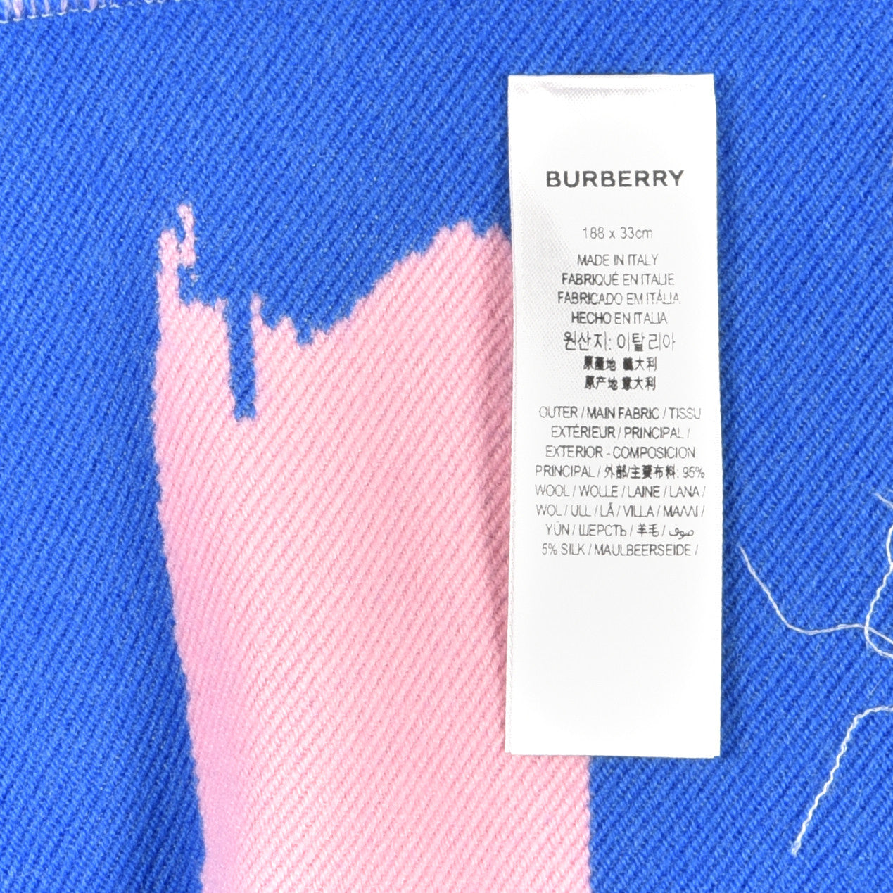 Burberry Wool Silk Love Logo Scarf Blue 3 of 4