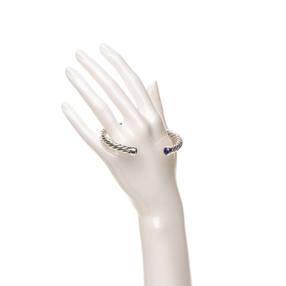 David Yurman Sterling Silver Lapis Lazuli 6mm Cable Classic Cuff Bracelet 2 of 5