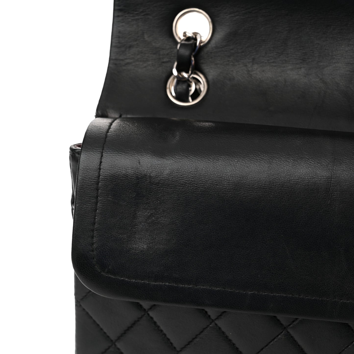Lambskin Quilted Medium Double Flap Black