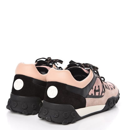 Chanel Nylon Calfskin Suede CC Womens Sneakers 39.5 Pink Black 4 of 9