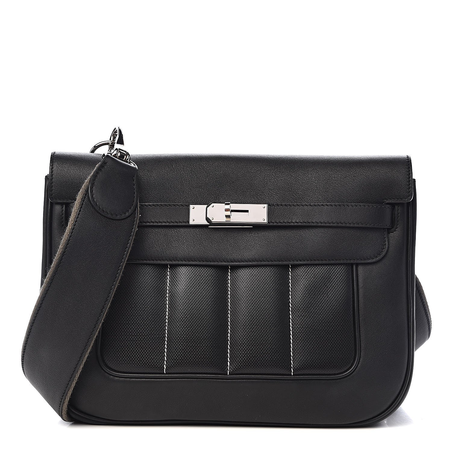 Hermes Veau Swift Perforated Sac Berline 28 Black 1 of 12
