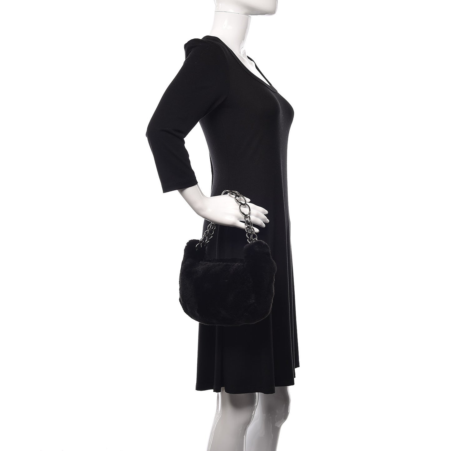 Lapin Rabbit Fur Shoulder Bag Black