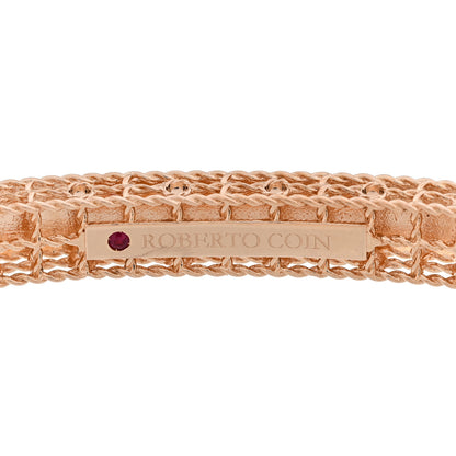 Roberto Coin 18K Rose Gold Diamond Princess Satin Fleur De Lis Bangle Bracelet 4 of 9
