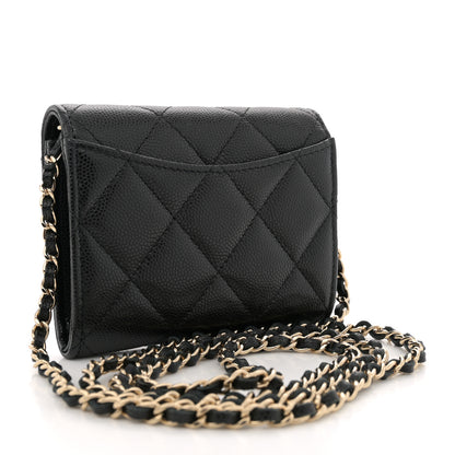 Chanel Caviar Quilted Flap Card Holder On Chain Black 3 of 12
