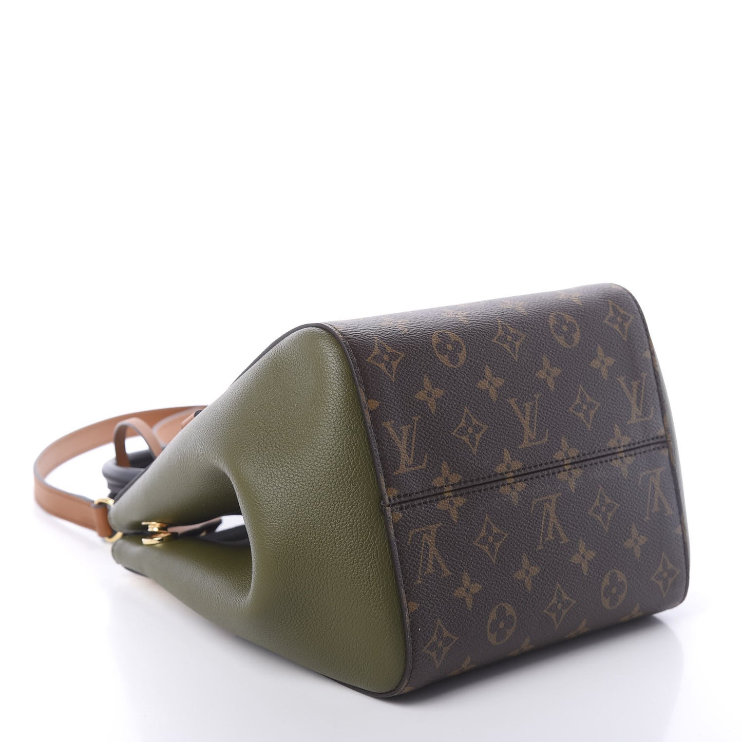 Calfskin Monogram Fold Tote PM Cream Khaki Black