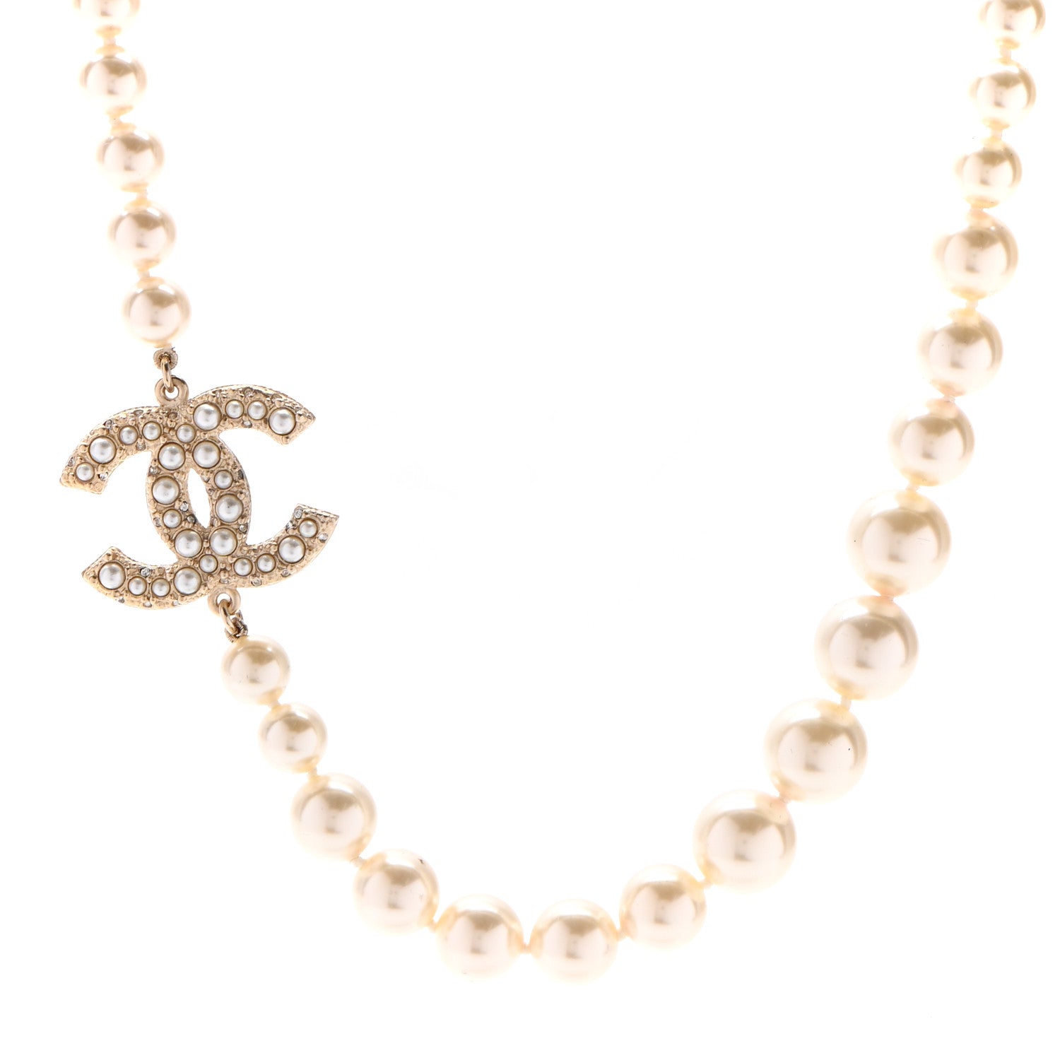 Chanel Pearl CC 100th Anniversary Necklace Light Gold 1 of 6