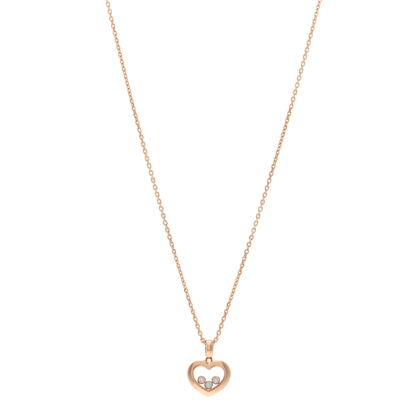 18K Rose Gold Diamond Happy Diamonds Icons Heart Pendant Necklace
