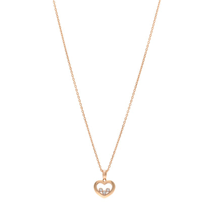 Chopard 18K Rose Gold Diamond Happy Diamonds Icons Heart Pendant Necklace 1 of 5