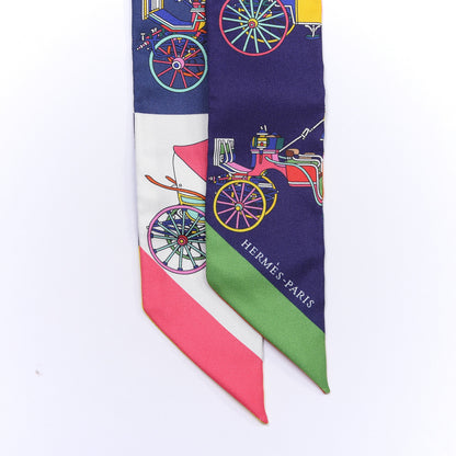 Hermes Silk Les Voitures Exquises Twilly Bleu Vert Multicolor 2 of 4