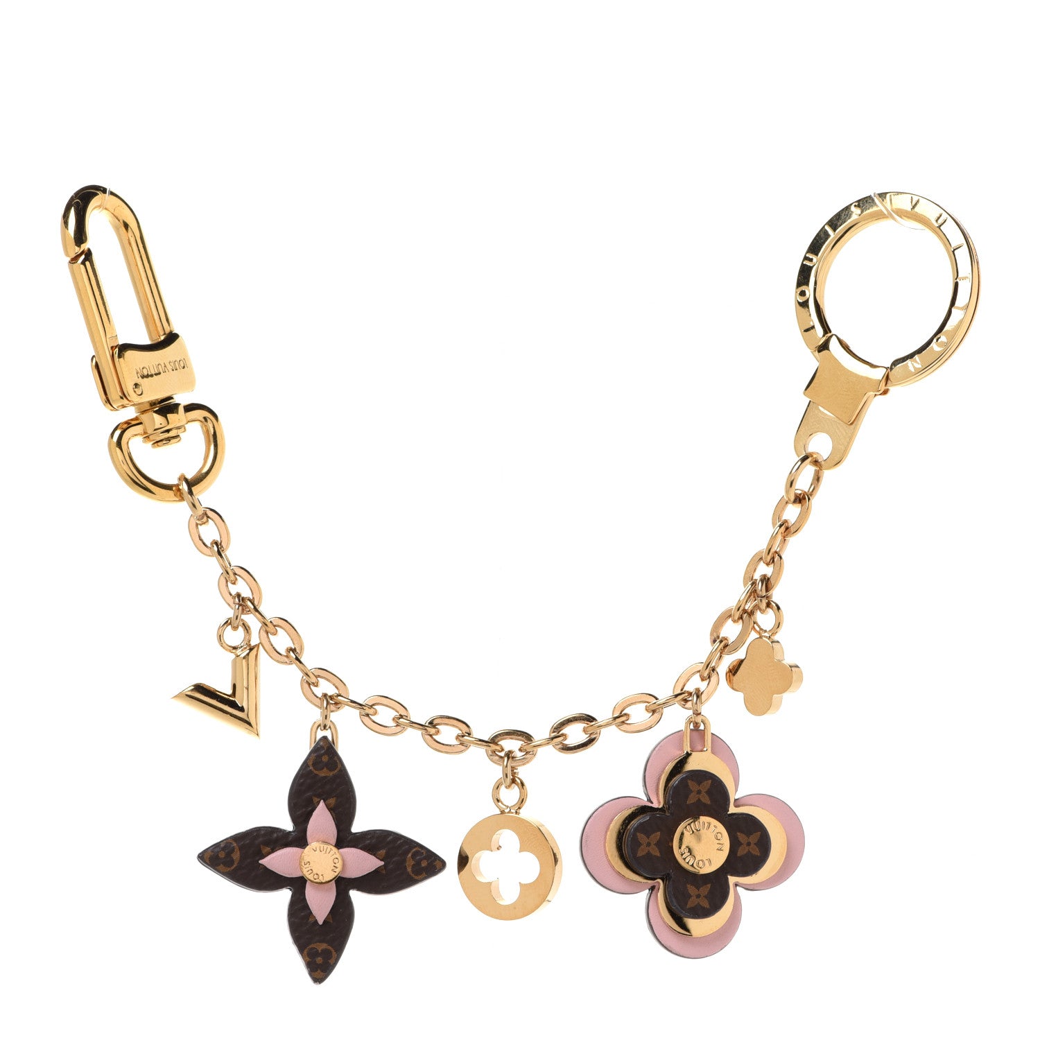 Louis Vuitton Brass Monogram Blooming Flowers Bag Charm Key Holder Rose Ballerine 1 of 7