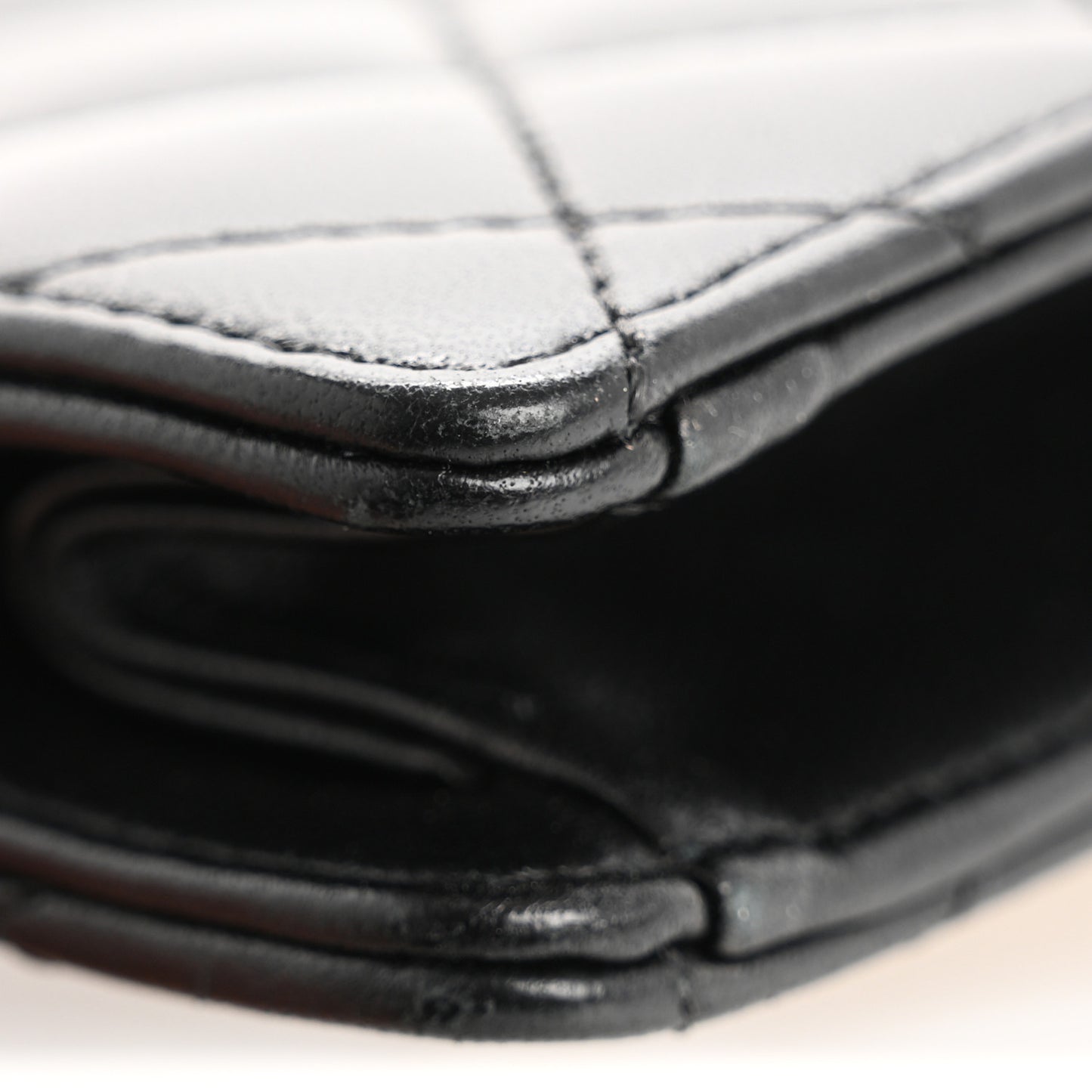 Lambskin Metallic Calfskin Crocodile Embossed Clutch Black Gold