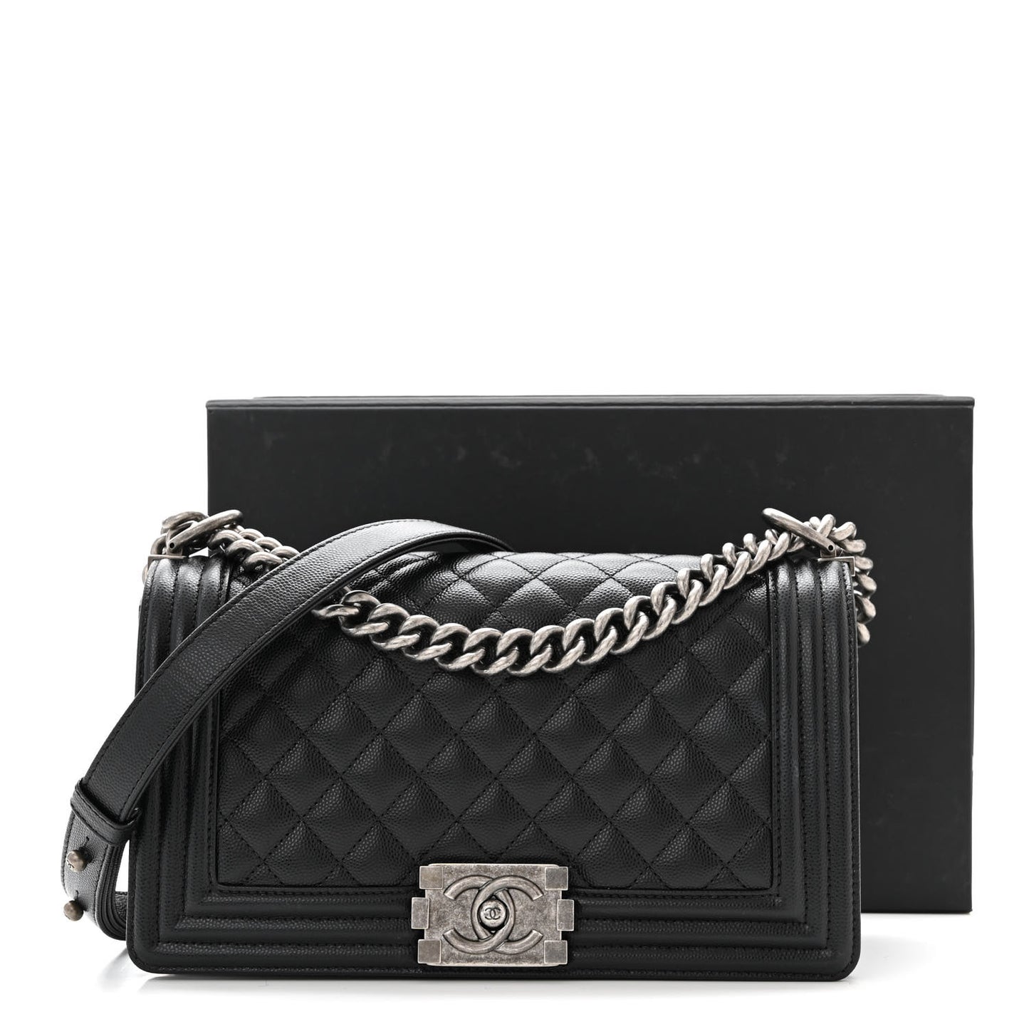 Caviar Quilted Medium Boy Flap Black