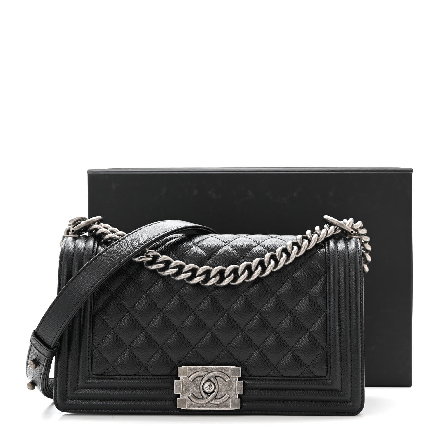 Chanel Caviar Quilted Medium Boy Flap Black 11 of 11