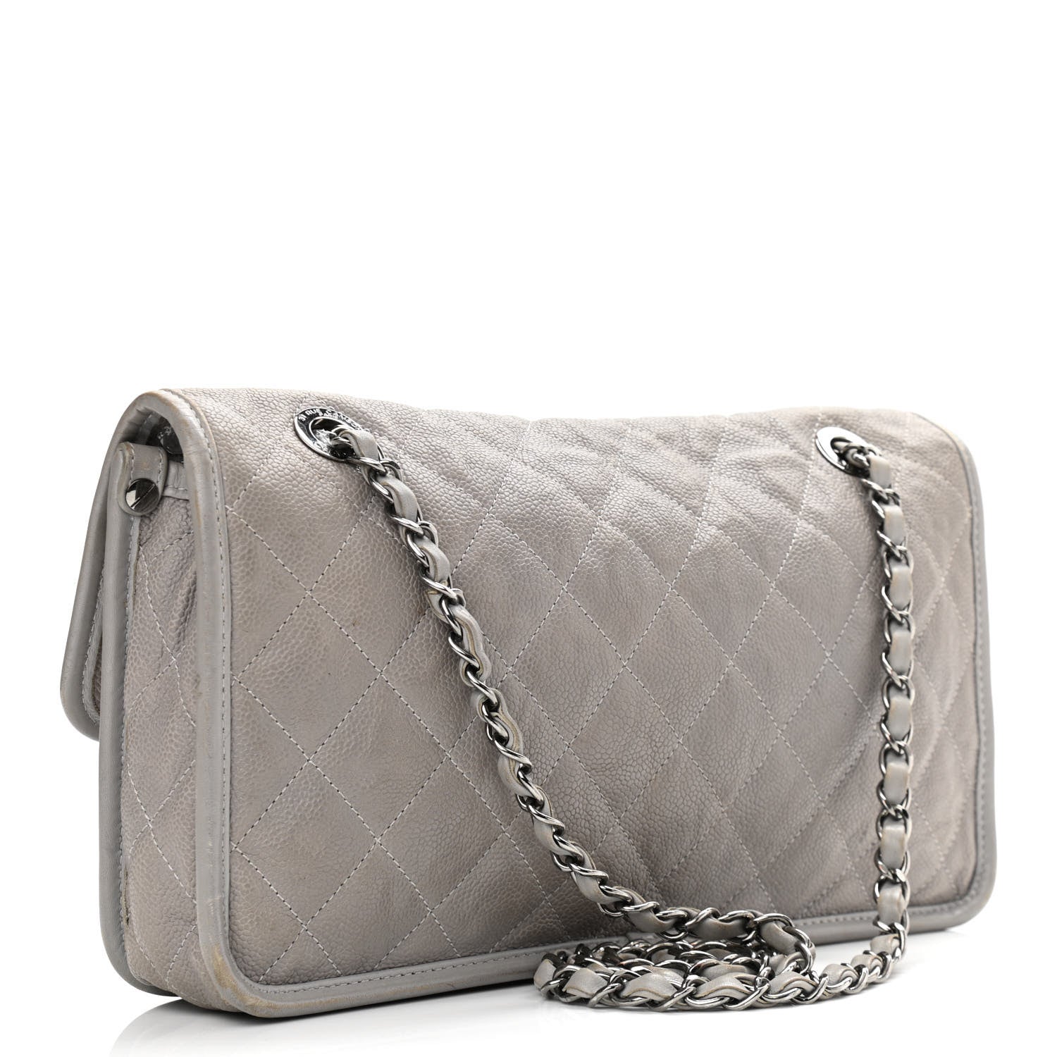 Chanel Caviar Quilted Medium French Riviera Flap Light Grey 3 of 19