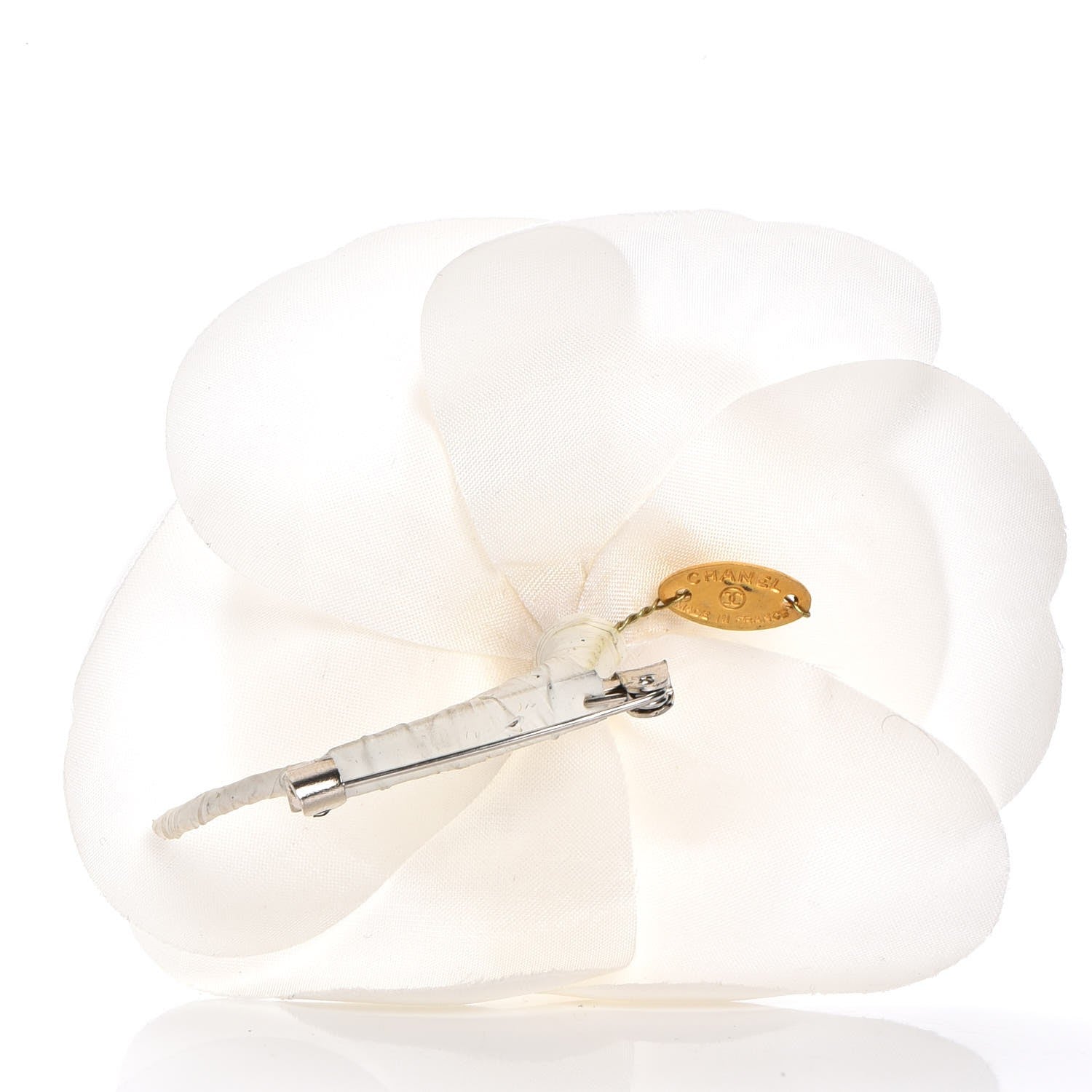 Chanel Silk Taffeta Camellia Brooch Pin White 2 of 5
