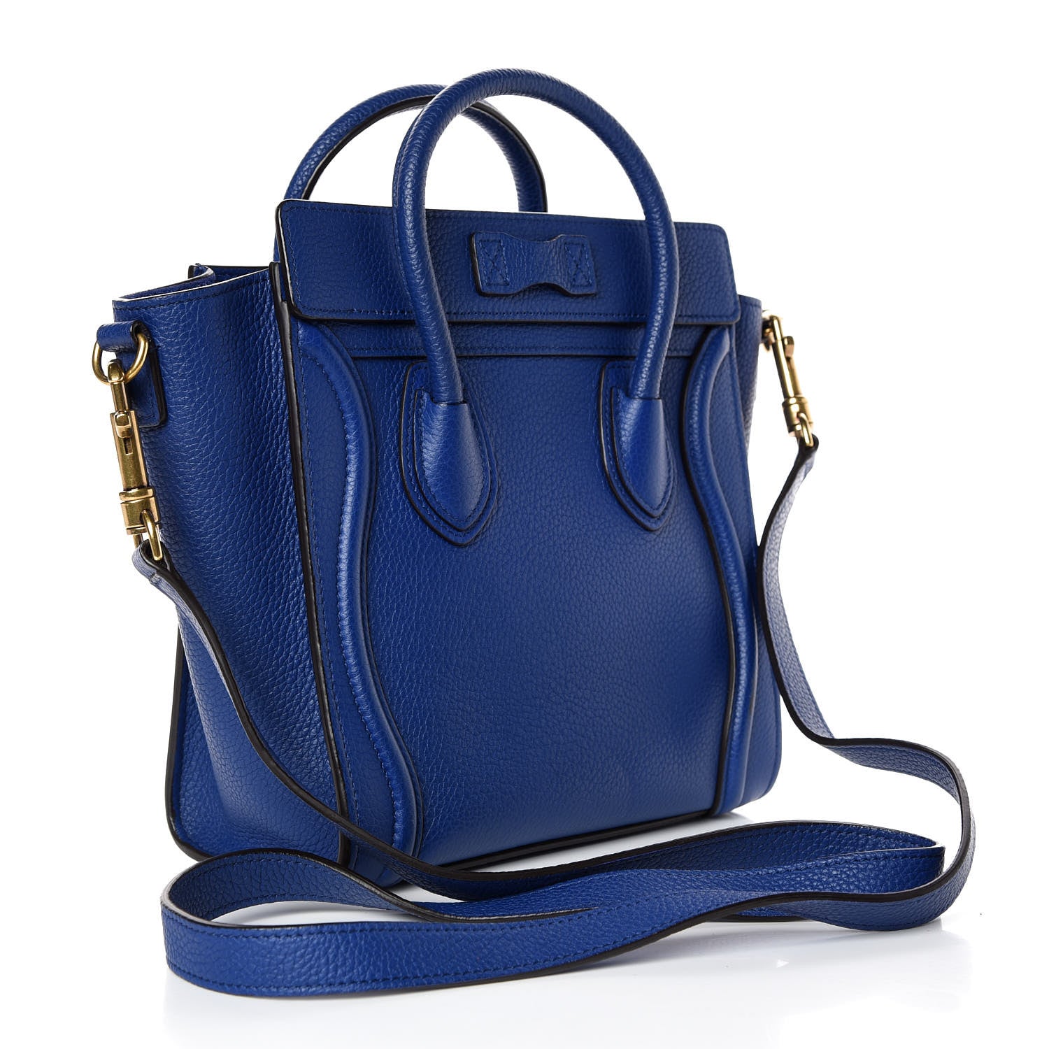 Celine Drummed Calfskin Nano Luggage Indigo 4 of 10