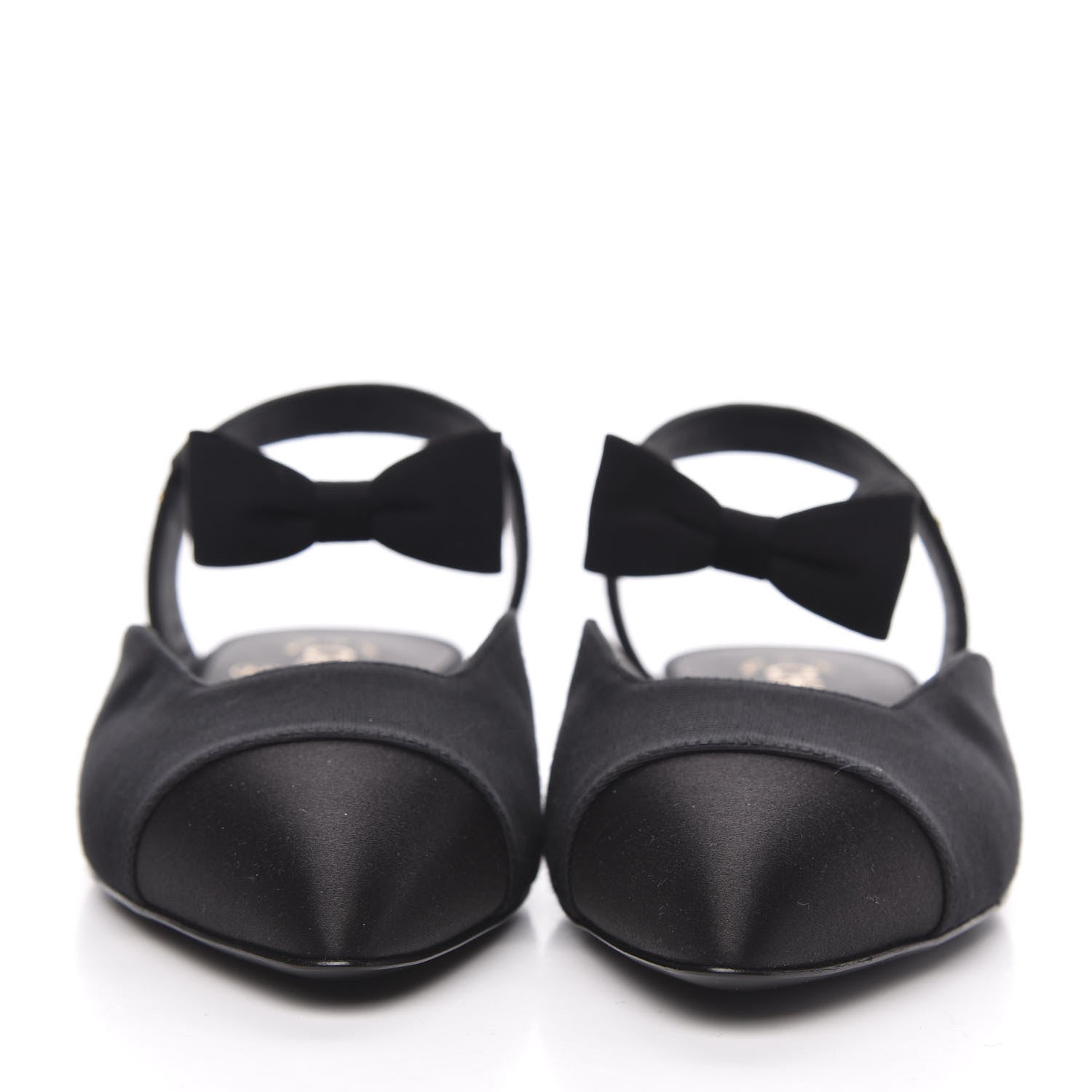 Chanel Grosgrain Satin Cap Toe CC Flats 38 Black 2 of 7