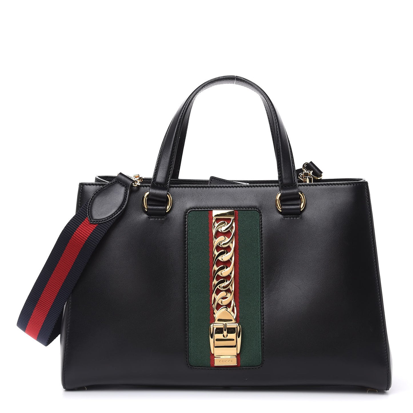 Calfskin Large Sylvie Top Handle Tote Black