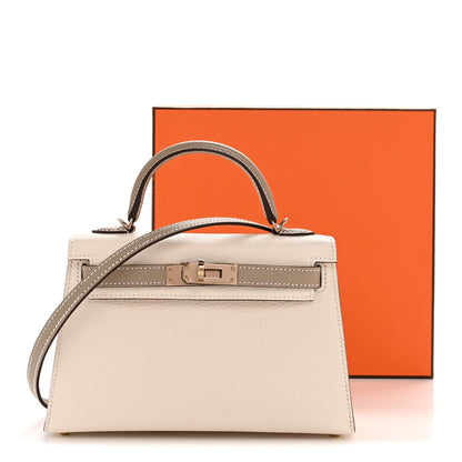 Hermes Chevre Mysore Horseshoe Mini Kelly Sellier 20 Nata Gris Tourterelle 11 of 11