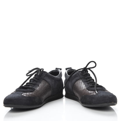 Louis Vuitton Suede Monogram Embossed Sneakers 38.5 Black 5 of 11