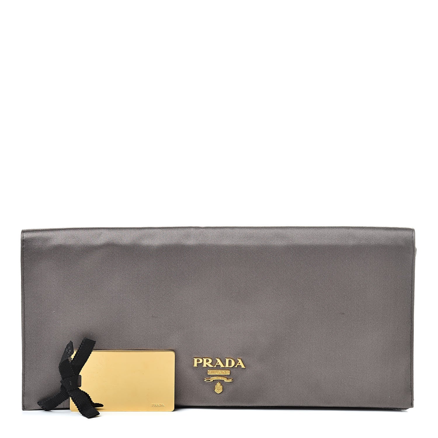 Prada Satin Pochette Clutch Fumo Gold 1 of 9