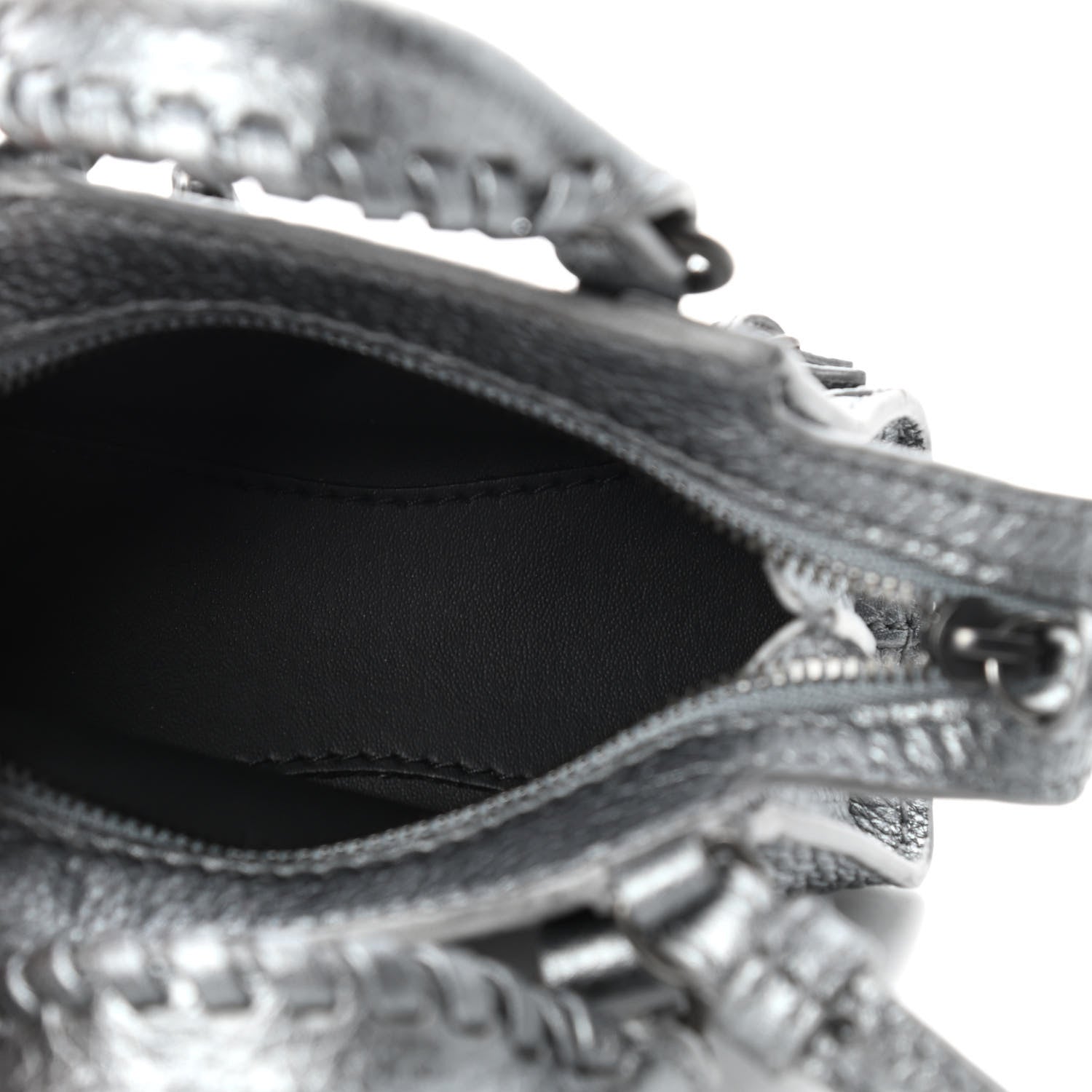 Balenciaga Metallic Grained Calfskin Neo Classic Hardware Super Nano City Crossbody Silver 5 of 9