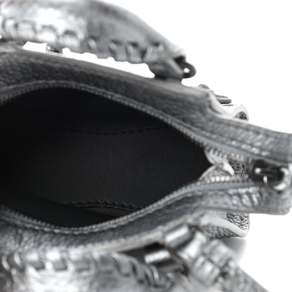 Balenciaga Metallic Grained Calfskin Neo Classic Hardware Super Nano City Crossbody Silver 5 of 9