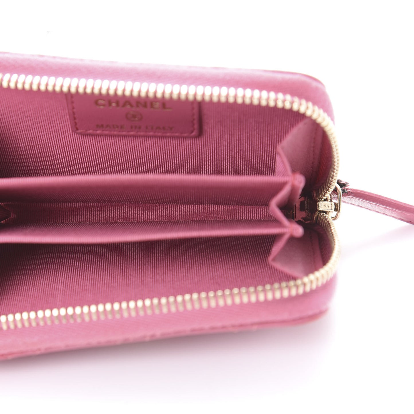 Lambskin Quilted Zip Around Coin Purse Wallet Pink
