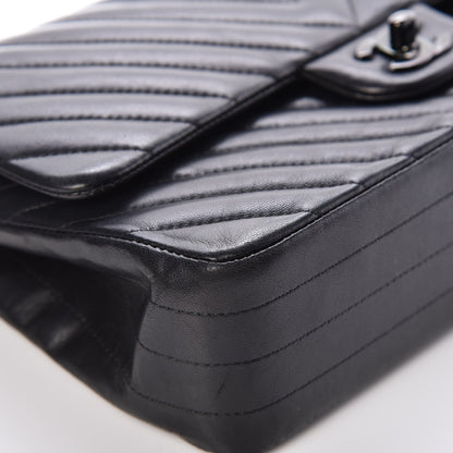 Chanel Lambskin Chevron Quilted Medium Double Flap So Black 13 of 16